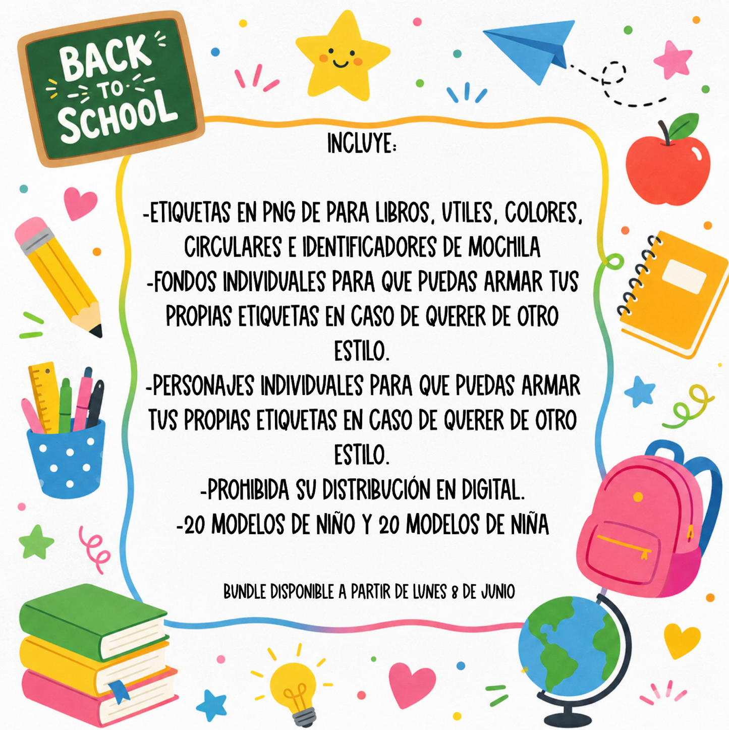 Bundle digital de etiquetas escolares 2026