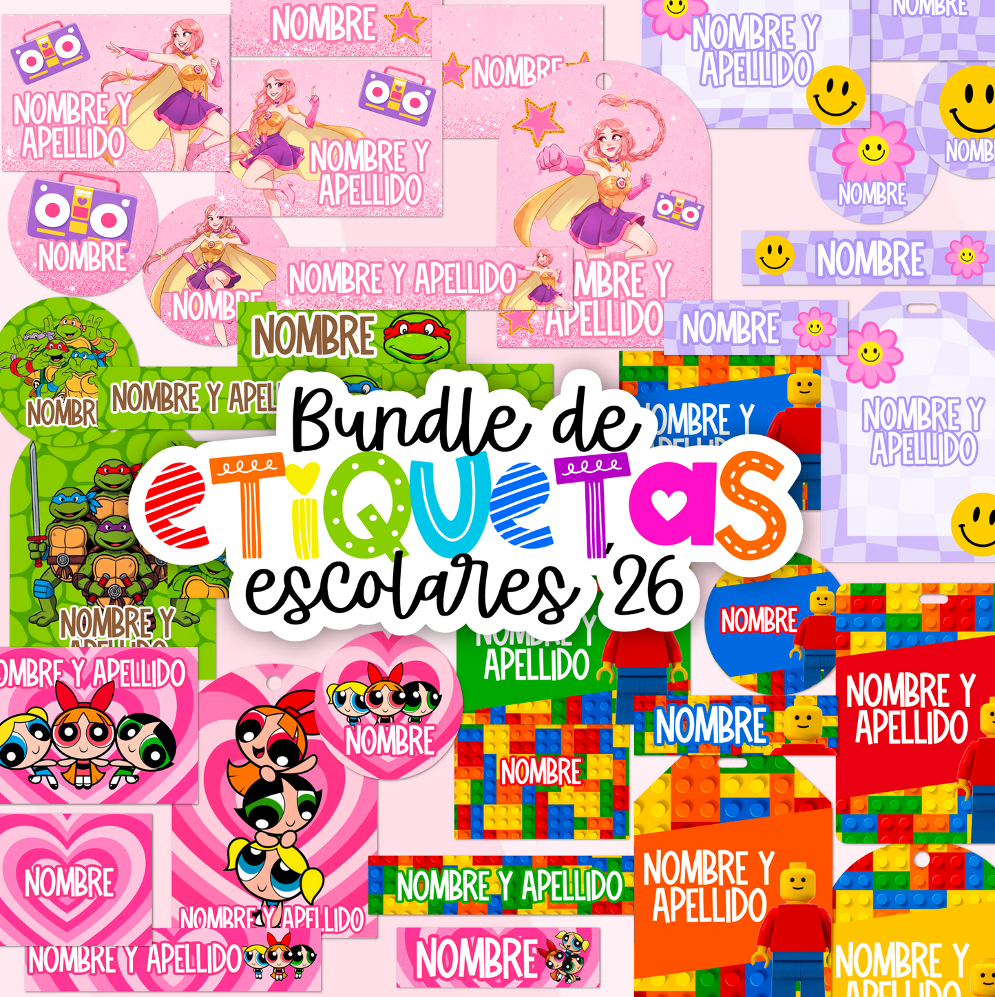 Bundle digital de etiquetas escolares 2026
