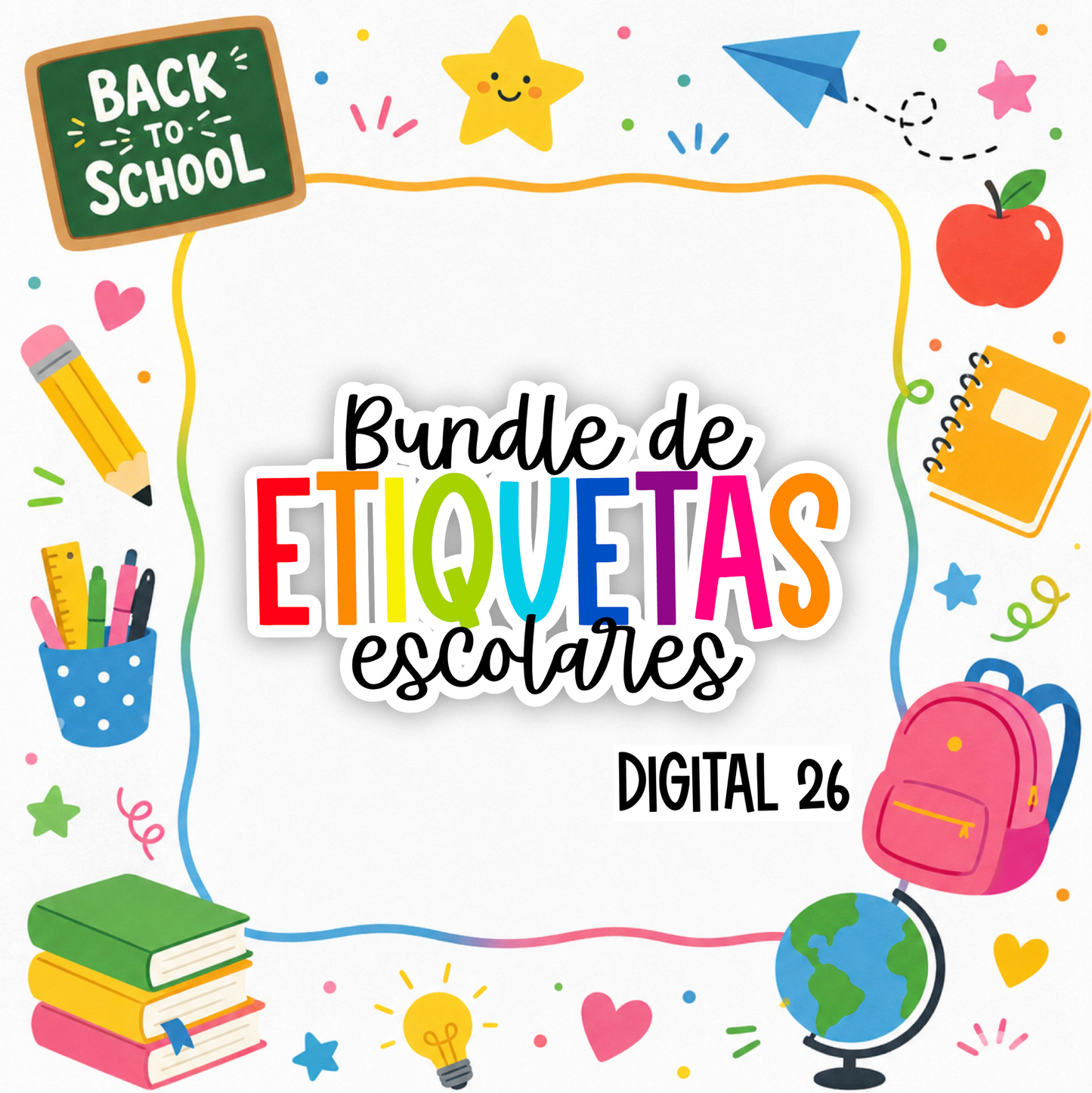 Bundle digital de etiquetas escolares 2026