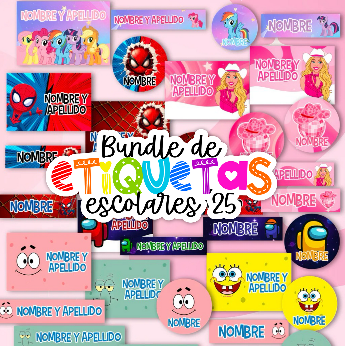 Bundle digital de etiquetas escolares 2025